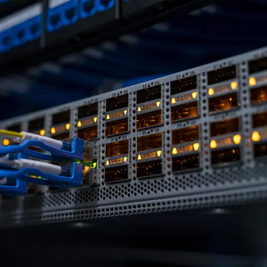 Cables In Network Connection Plug at data center room