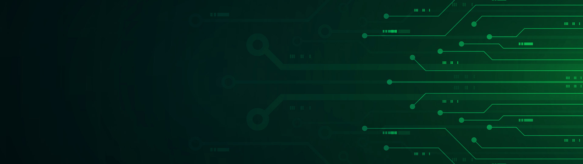 A green circuit board with lines and dots